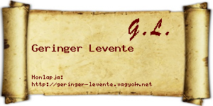Geringer Levente névjegykártya